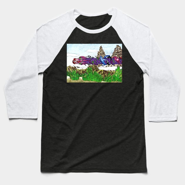 Dragon In The Sky Baseball T-Shirt by Mr. Leon Artwork